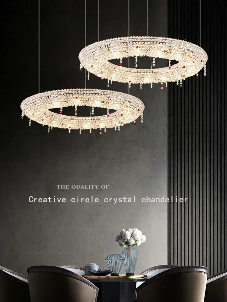 Red Crystal Oval Chandelier