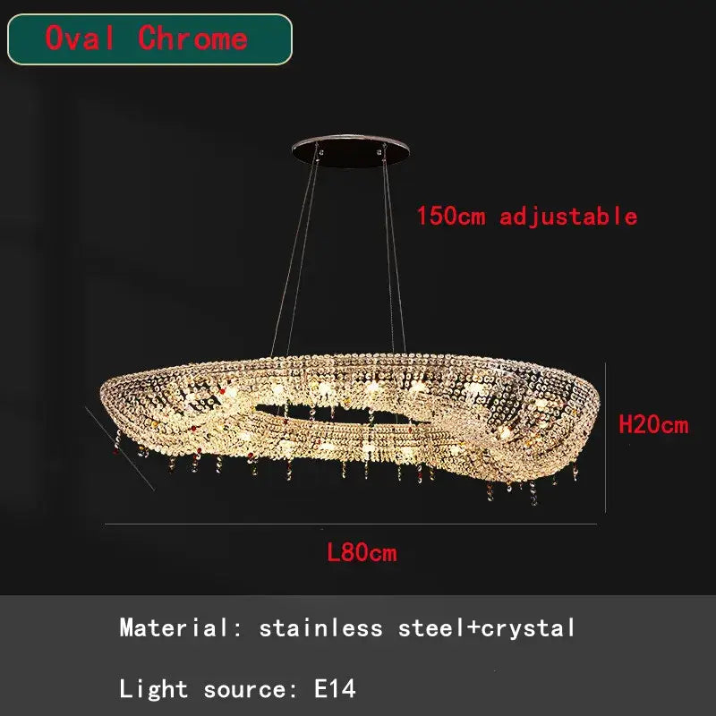 Red Crystal Oval Chandelier