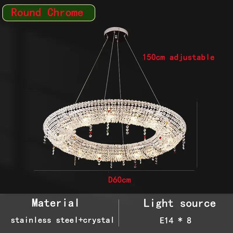 Red Crystal Oval Chandelier
