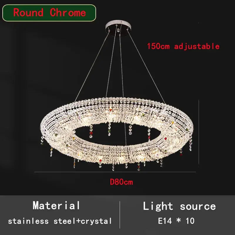 Red Crystal Oval Chandelier