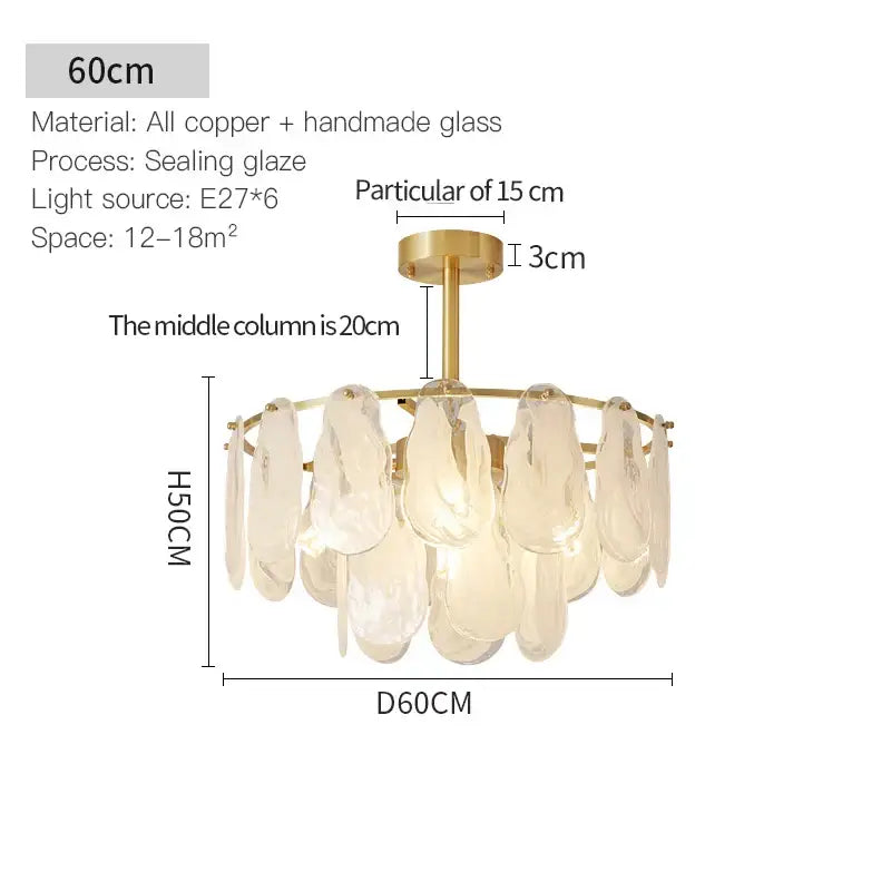 Brass Leaf Crystal Chandelier