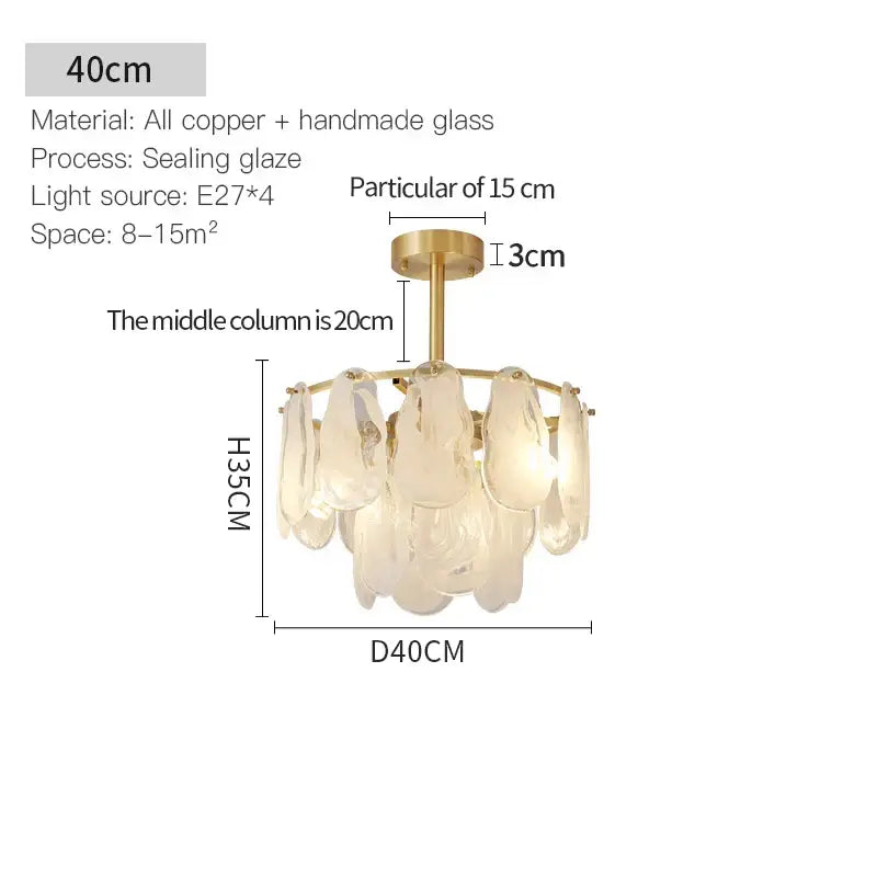 Brass Leaf Crystal Chandelier