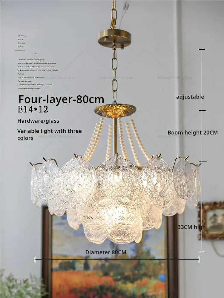 Gold Pearl Crystal Chandelier