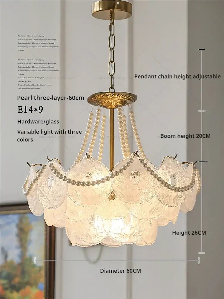 Gold Pearl Crystal Chandelier