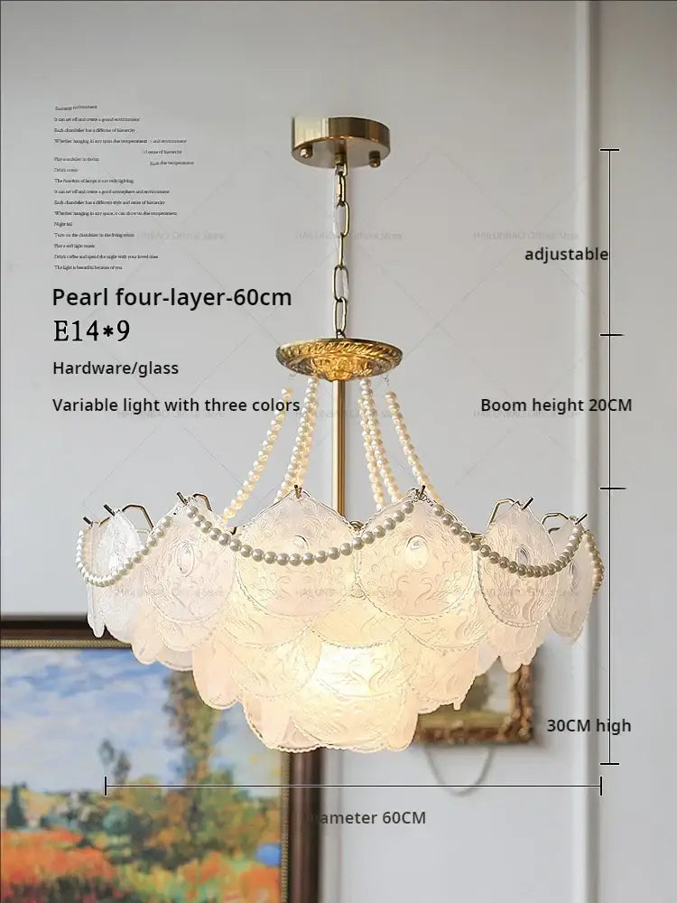 Gold Pearl Crystal Chandelier