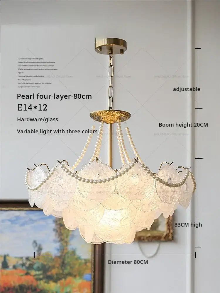 Gold Pearl Crystal Chandelier