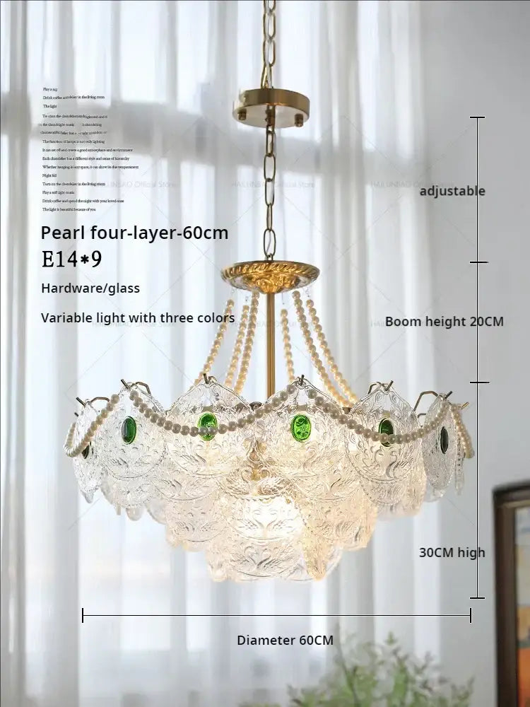 Gold Pearl Crystal Chandelier