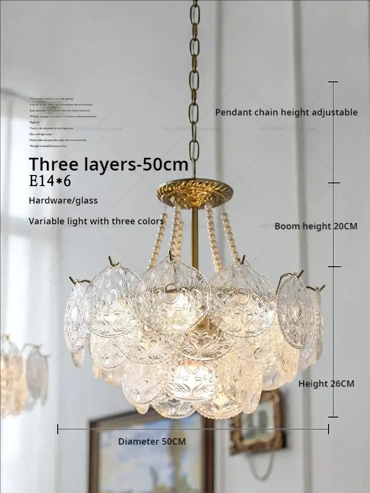 Gold Pearl Crystal Chandelier