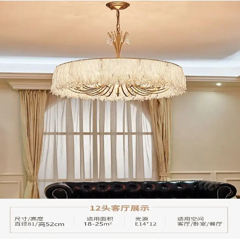 Gold Crystal Bedroom Chandelier Clear Glass