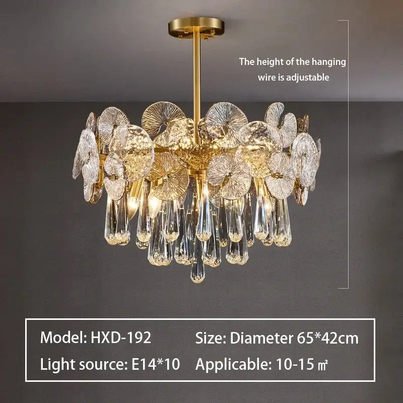Gold Crystal Chandelier Light Petal Design