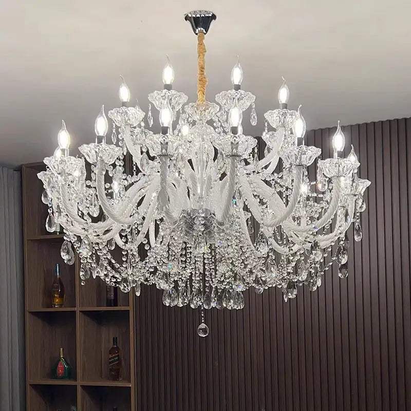 Gold Crystal Teardrop Chandelier 24-Head