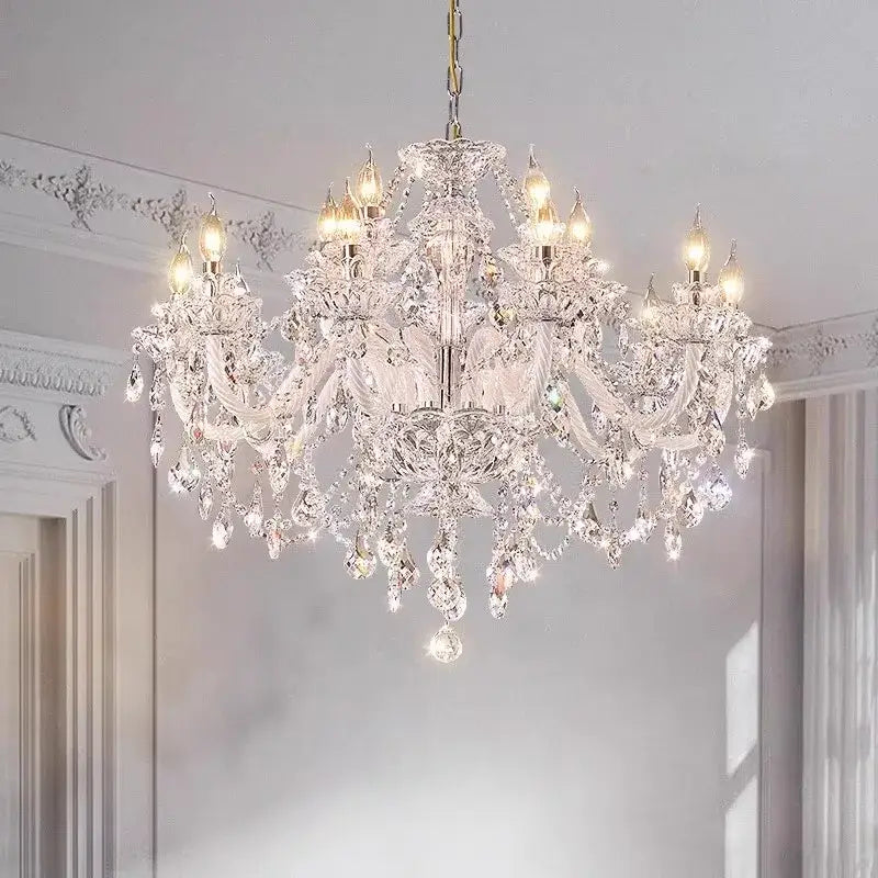 Gold Crystal Teardrop Chandelier 24-Head