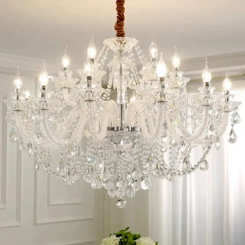 Gold Crystal Teardrop Chandelier 24-Head