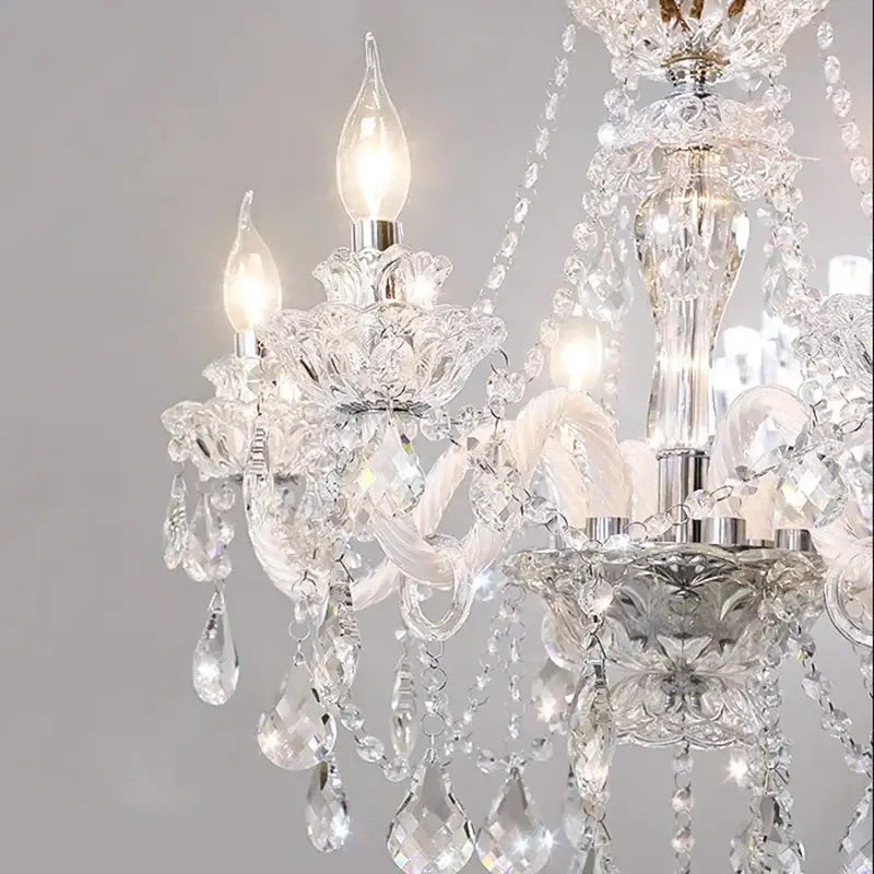 Gold Crystal Teardrop Chandelier 24-Head