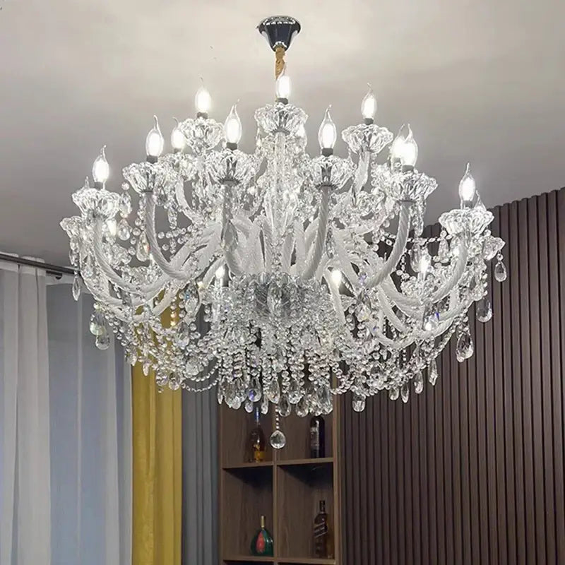Gold Crystal Teardrop Chandelier 24-Head