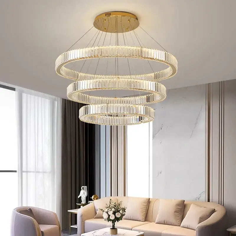 Gold Crystal Ring Chandelier 5-Ring 120cm