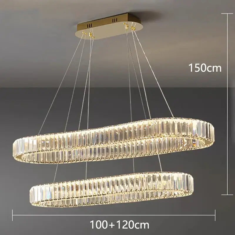 Gold Crystal Ring Chandelier 5-Ring 120cm