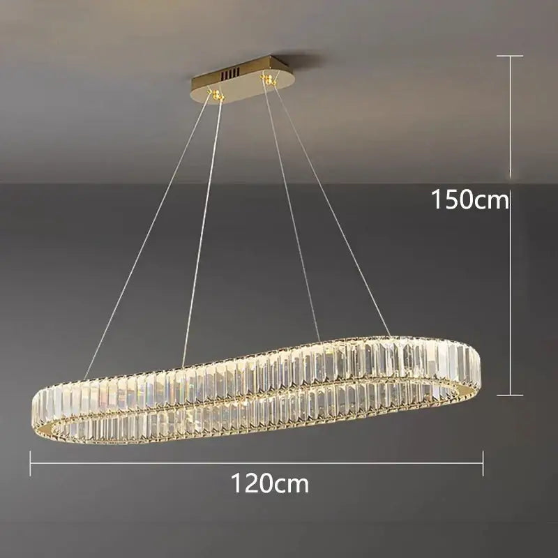 Gold Crystal Ring Chandelier 5-Ring 120cm