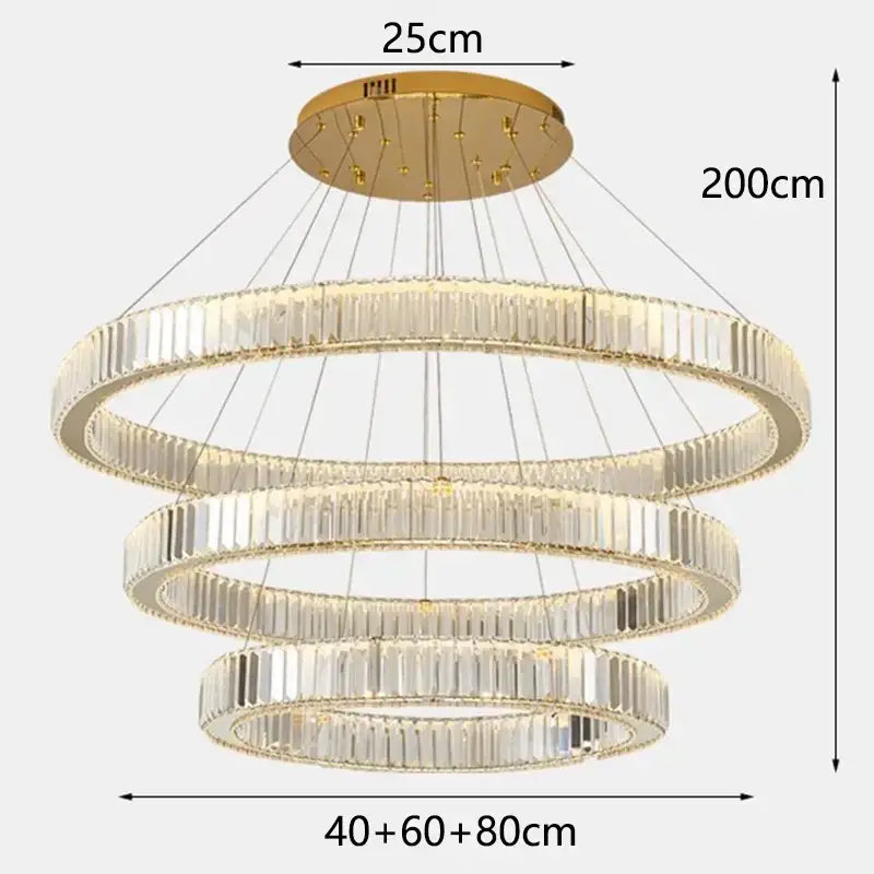 Gold Crystal Ring Chandelier 5-Ring 120cm
