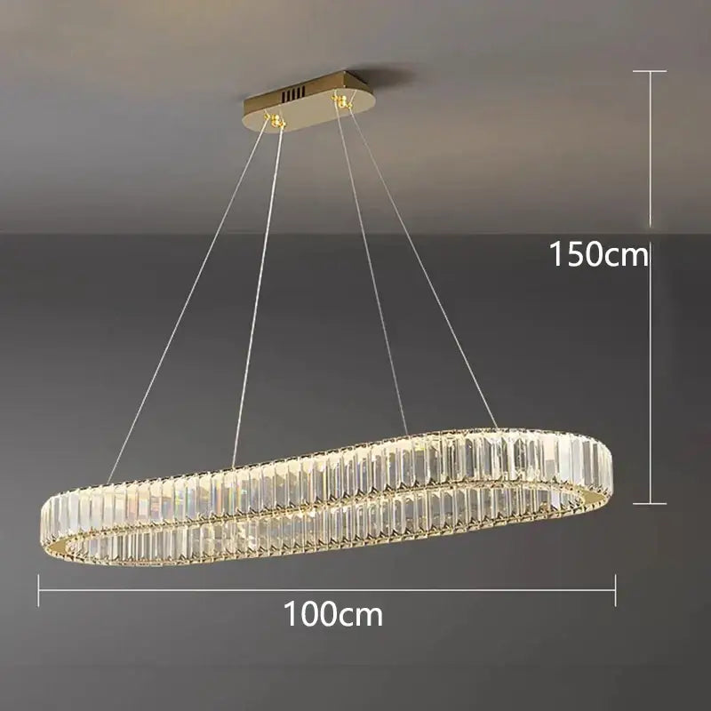 Gold Crystal Ring Chandelier 5-Ring 120cm