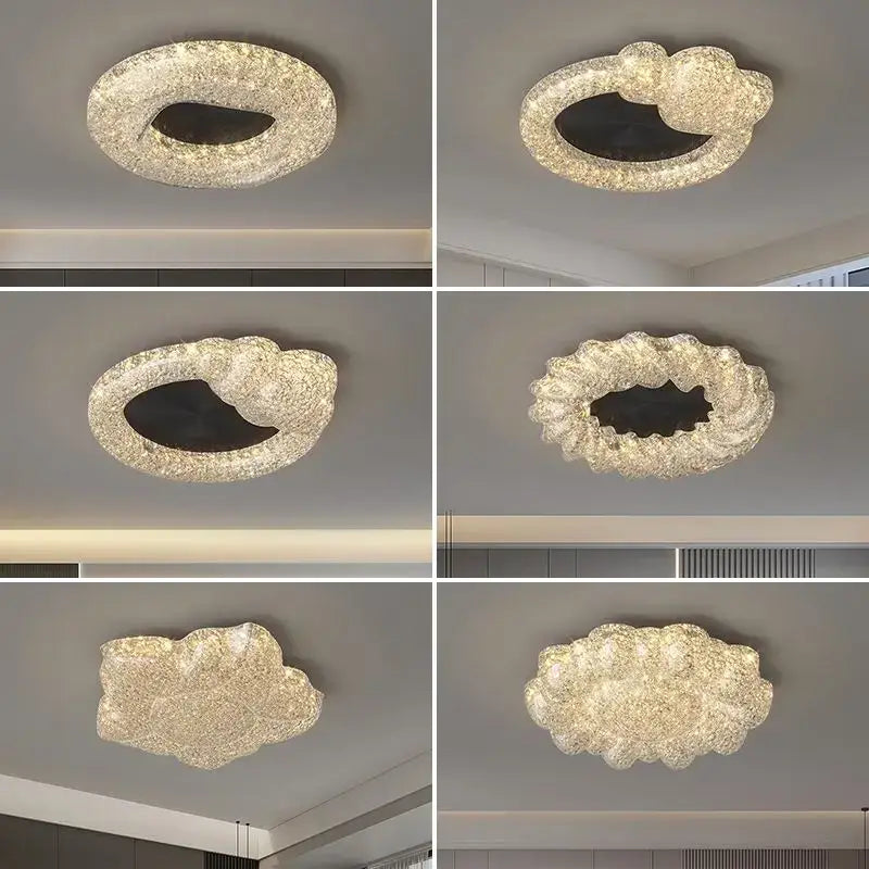 Gold Crystal LED Chandelier Tricolor Six-Style