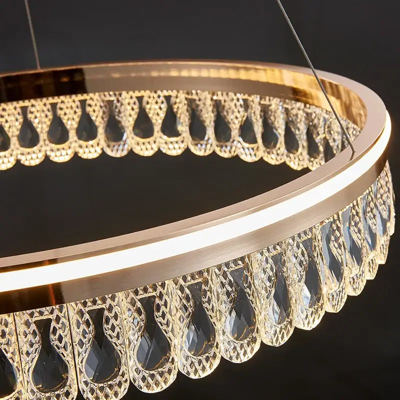 Gold Crystal Tier Chandelier Trichromatic Light