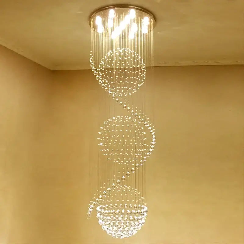 Gold Crystal Living Chandelier Spiral 15-Light