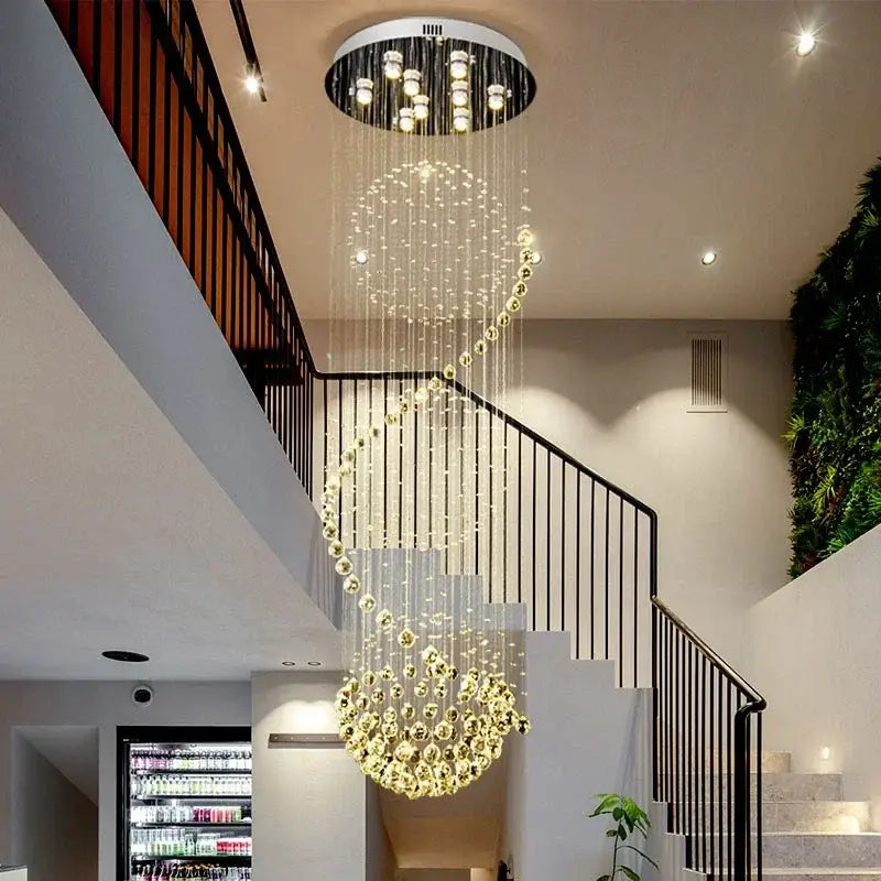 Gold Crystal Living Chandelier Spiral 15-Light