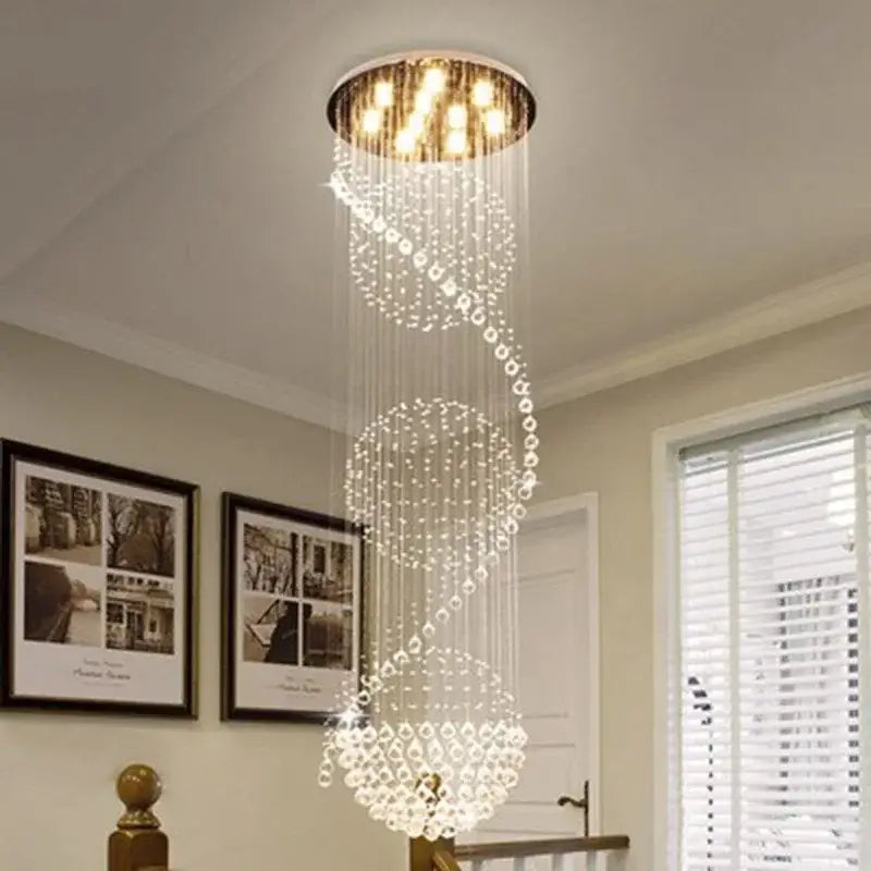 Gold Crystal Living Chandelier Spiral 15-Light