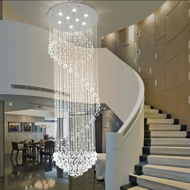 Gold Crystal Living Chandelier Spiral 15-Light