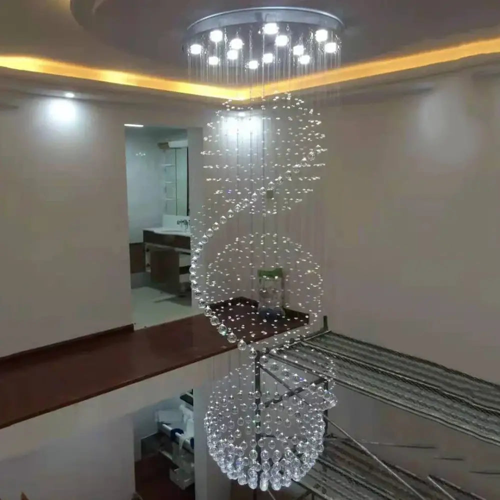 Gold Crystal Living Chandelier Spiral 15-Light