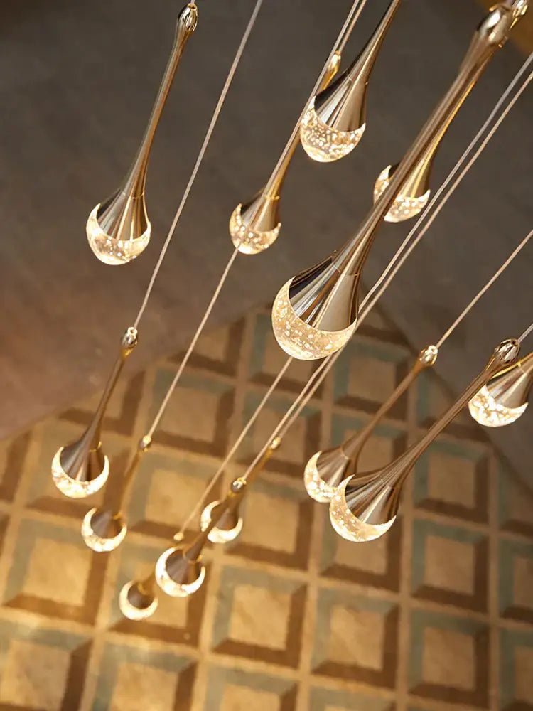 Glass Droplet Staircase Chandelier