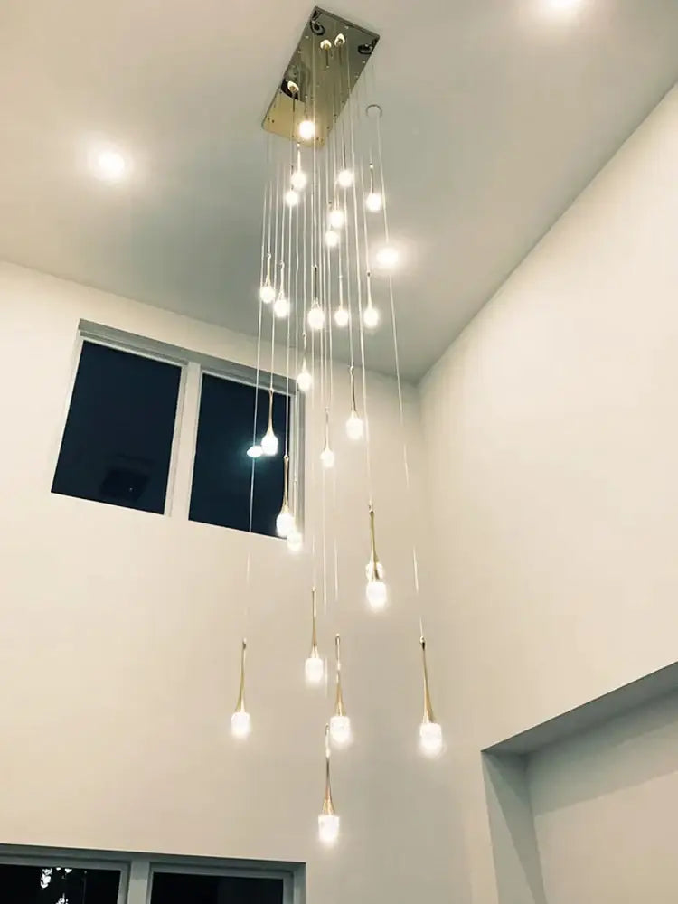 Glass Droplet Staircase Chandelier