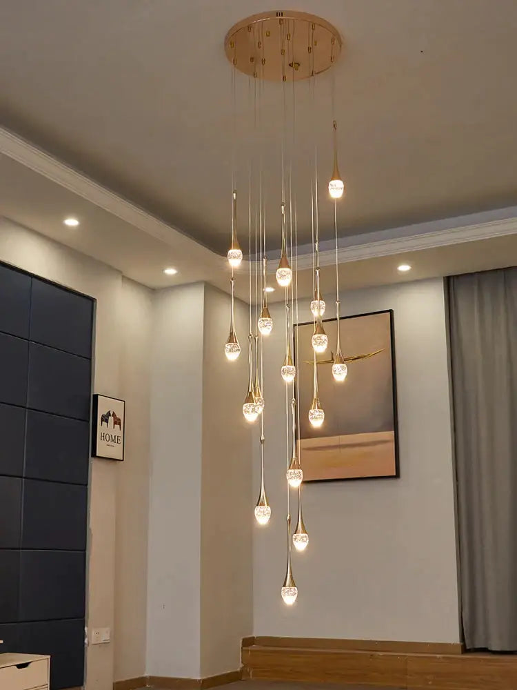 Glass Droplet Staircase Chandelier