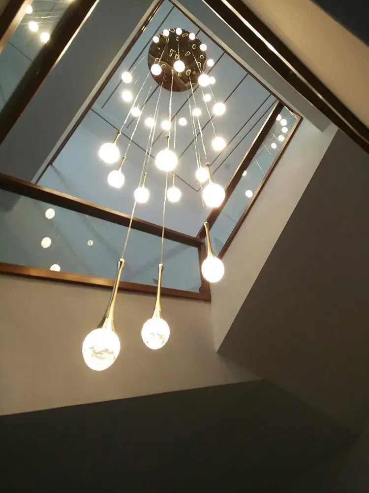 Glass Droplet Staircase Chandelier
