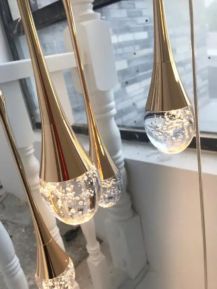Glass Droplet Staircase Chandelier