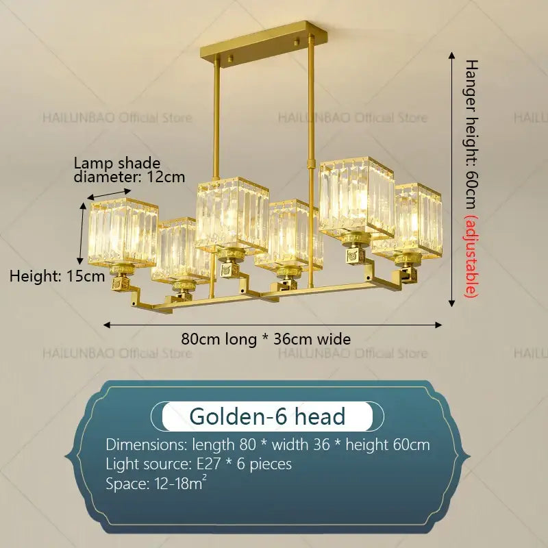 Gold Crystal Chandelier 10-Head 110cm