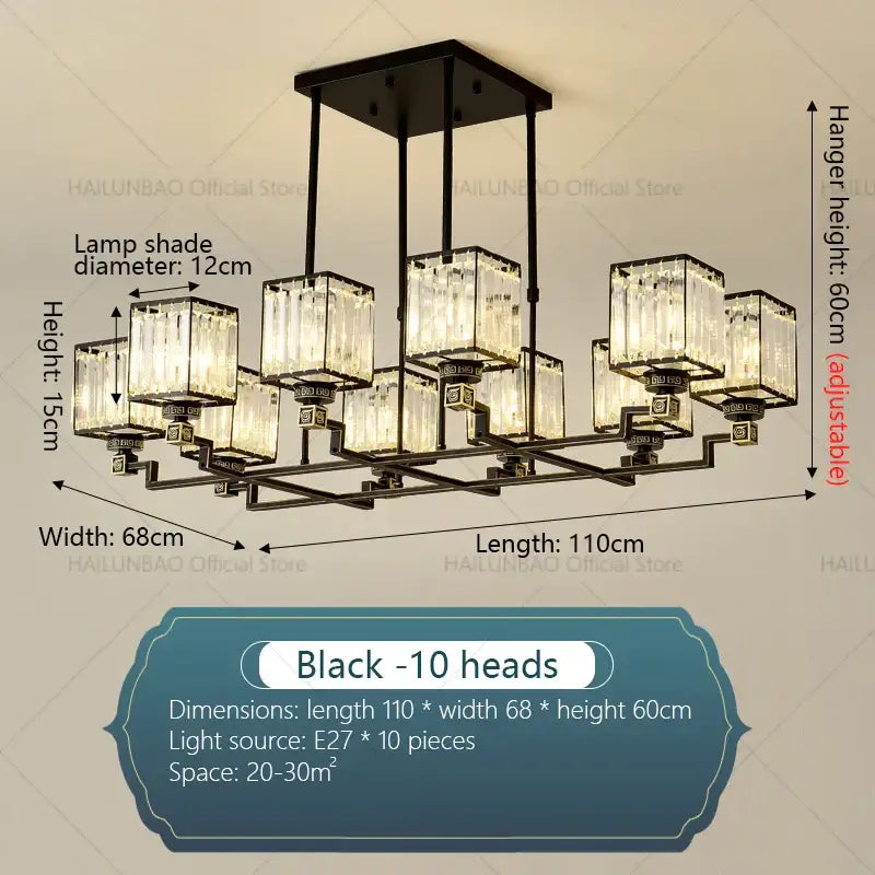 Gold Crystal Chandelier 10-Head 110cm