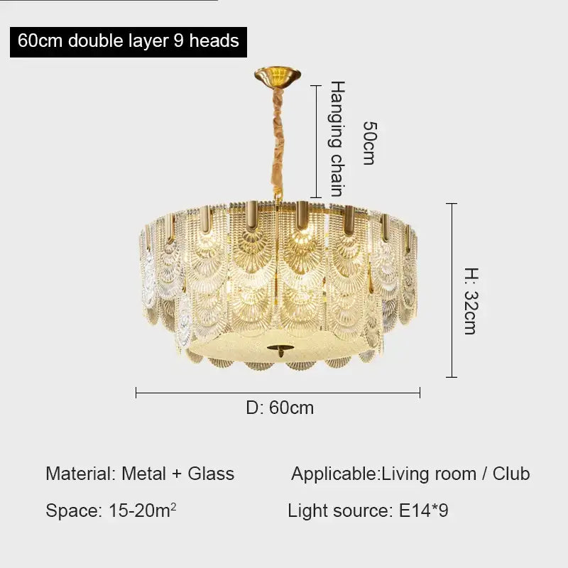 Gold Crystal Ceiling Chandelier Three-Layer