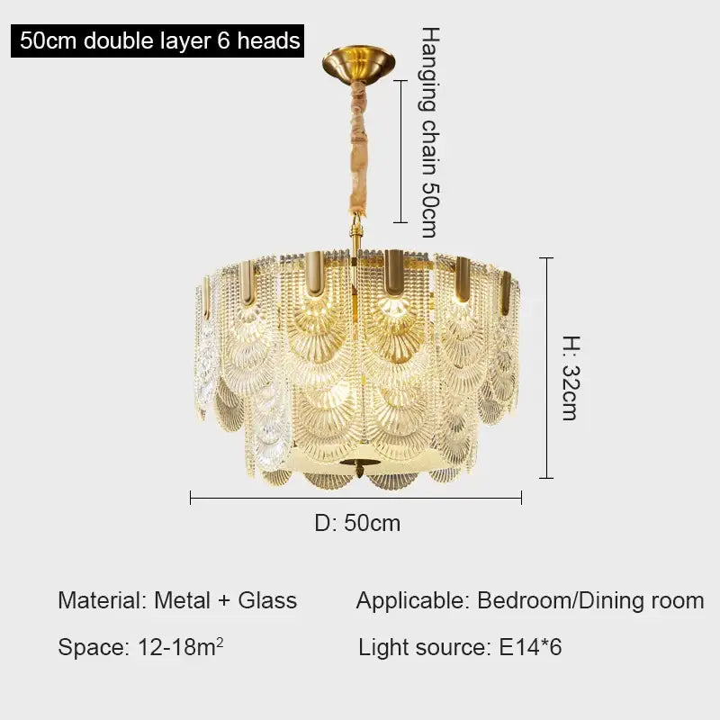 Gold Crystal Ceiling Chandelier Three-Layer