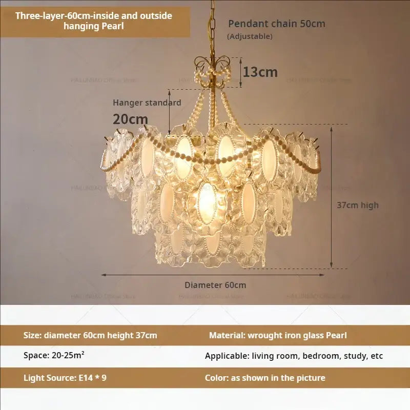 Gold Crystal Pearl Chandelier