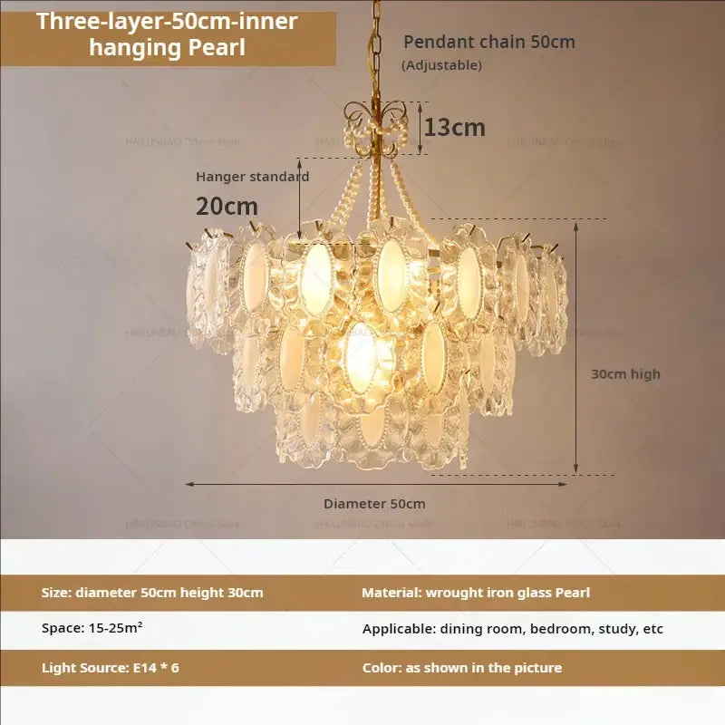 Gold Crystal Pearl Chandelier
