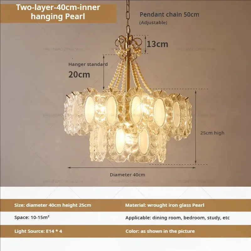 Gold Crystal Pearl Chandelier