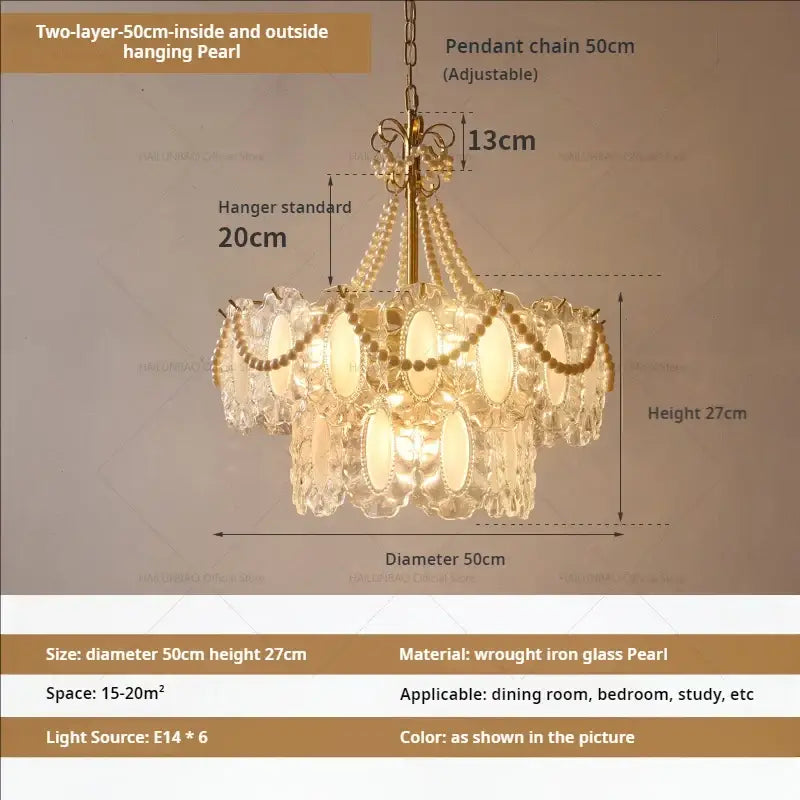 Gold Crystal Pearl Chandelier