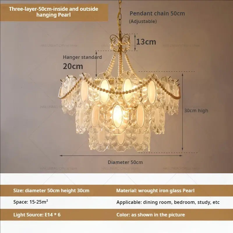 Gold Crystal Pearl Chandelier