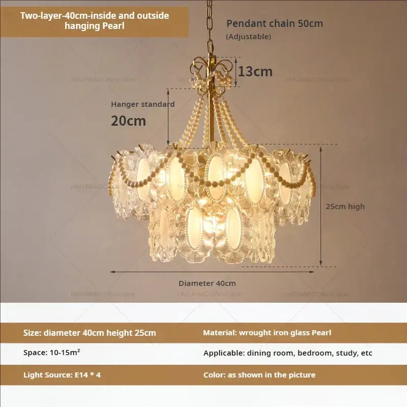 Gold Crystal Pearl Chandelier
