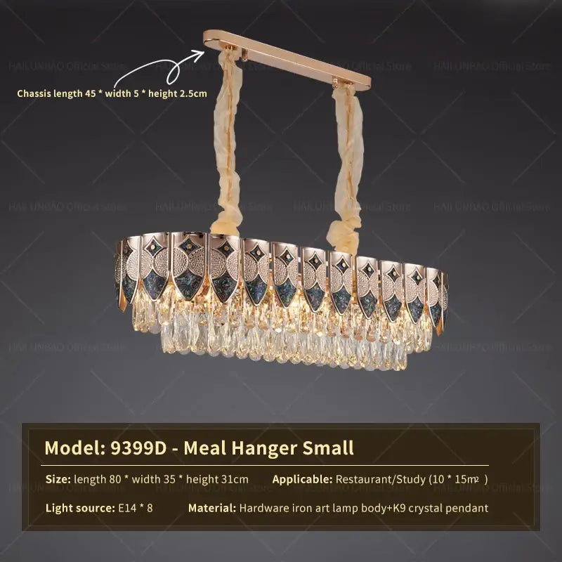 Gold Crystal Dining Chandelier Geometric 120cm