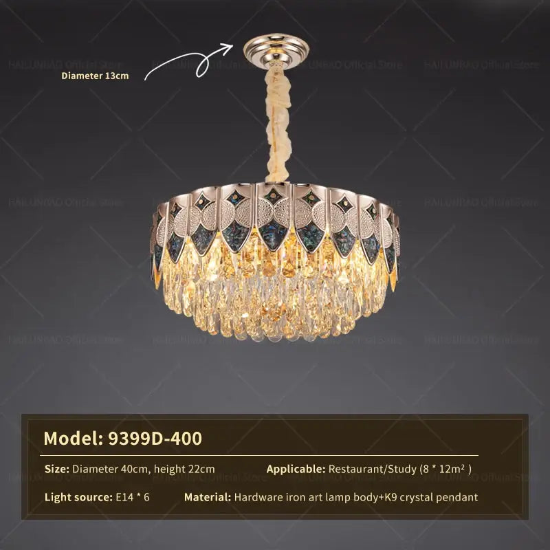 Gold Crystal Dining Chandelier Geometric 120cm