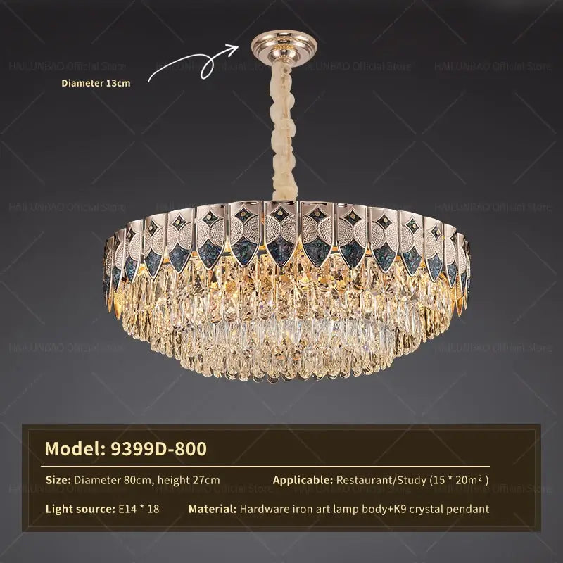Gold Crystal Dining Chandelier Geometric 120cm