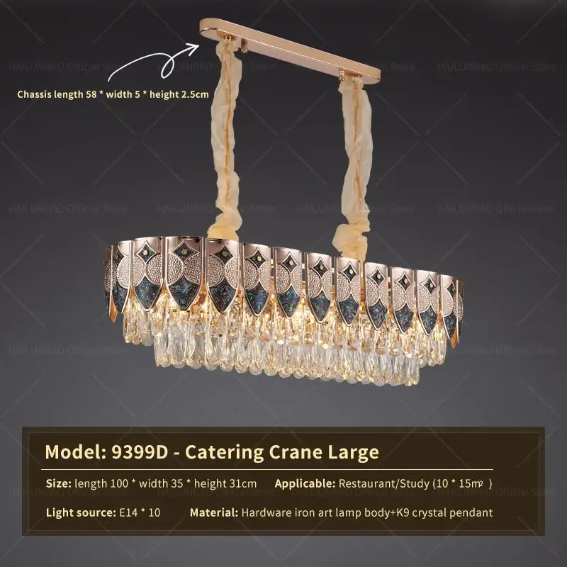 Gold Crystal Dining Chandelier Geometric 120cm